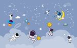 卡通宇宙星球太空背景墙图片