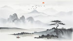 客厅国画水墨画背景