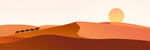 沙漠骆驼队伍夕阳鸣沙山剪影