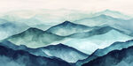 绿色水墨山水画