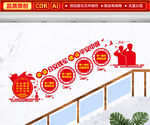 四个铁一般楼梯文化墙