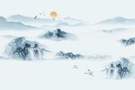 瀑布山水背景墙