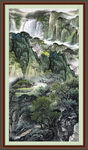 瀑布山水画 