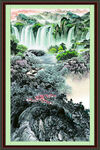 瀑布山水画 