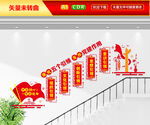 五个引领楼梯文化墙