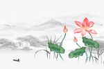 荷花山水背景墙