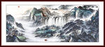 江山如画瀑布山水画