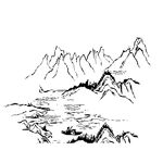 矢量图形水墨山水图