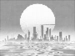 圆点镂空城市剪影