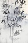 竖幅水墨竹子