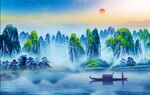 客厅山水画 