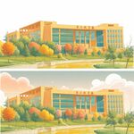 西安财经大学第二教学 建筑插画
