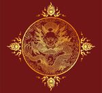 矢量烫金色坐龙纹