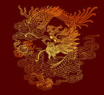 矢量烫金色云龙纹