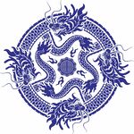 矢量圆形青花瓷龙纹