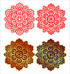 矢量烫金色团花纹纹样