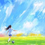 踢足球插画