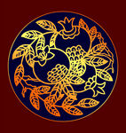 矢量烫金色石榴纹纹样