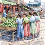 古代市集买菜