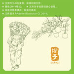 橙子手绘 水果插画