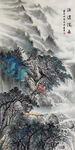 竖幅水墨山水画