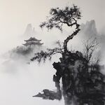 迎客松水墨山川
