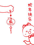 蛇年窗花贴纸卡通插画新年快乐