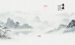 山水水墨画背景墙