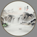 圆形山水画