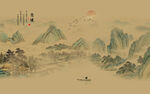 新中式水墨国画山水背景墙壁画