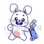 可爱卡通打高尔夫球的兔子