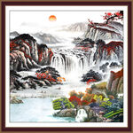 方形山水画 