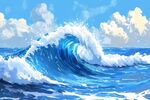 波涛海浪插画
