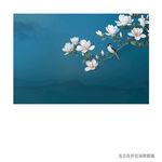 玉兰花开花鸟背景墙