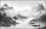山水飞鸟意境山水