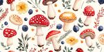 水彩风蘑菇花卉图案素材