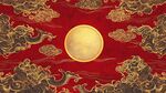 中式红金祥云圆月背景图