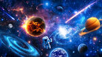 梦幻宇宙星球太空黑洞星空背景墙