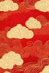 中式红底金云纹传统图案
