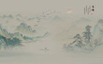 中国风新中式国画山水背景墙壁画