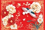 国潮风花鸟祥瑞喜庆画面