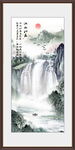 竖幅瀑布山水画