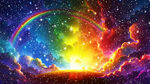 梦幻彩虹星空星云