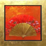 金色折扇装饰画 艳丽色彩