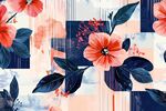 花卉几何图案艺术背景图