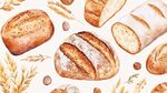 水彩风面包与谷物插画