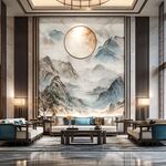 中式客厅山水壁画雅致空间