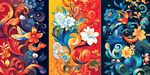 绚丽多彩花卉飞鸟装饰图案