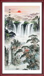 竖幅国画山水