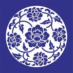 矢量缠枝牡丹青花瓷圆形花卉图案